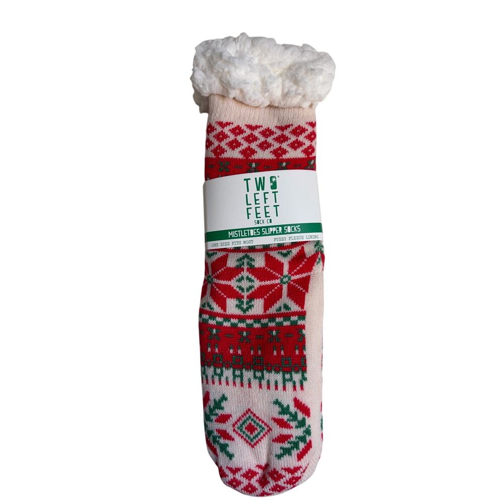 Two Left Feet Mistletoes Slipper Socks (Red/Green) - OS